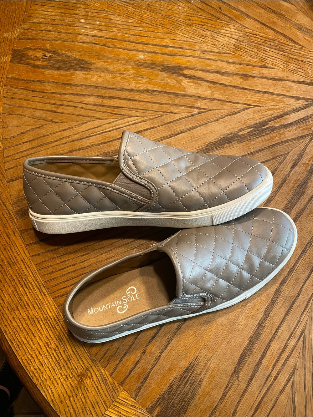 Mountain Sole Quilted Slip-On Sneakers in Taupe